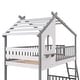 preview thumbnail 14 of 14, Gray Twin over Twin Solid Wood Bunk Bed with Roof and Ladder