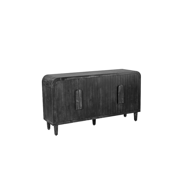 59'' Farmhouse Curved Vintage Storage Sideboard with Large Wooden Handles, Adjustable Shelves for Kitchen,Dining Room