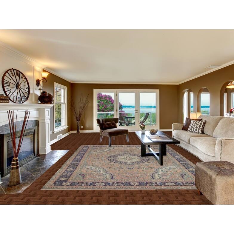 Hand Knotted Oriental 100% Wool Carpet Traditional Floral Pink Tabriz Area Rug - 11' 3'' X 8' 3''