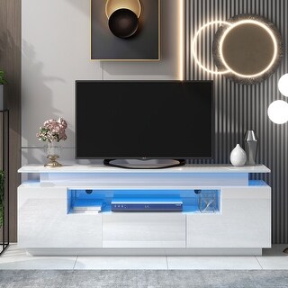 TV Stand with Color Changing LED Lights Universal Entertainment Center High Gloss TV Cabinet Bed Bath Beyond 37496625