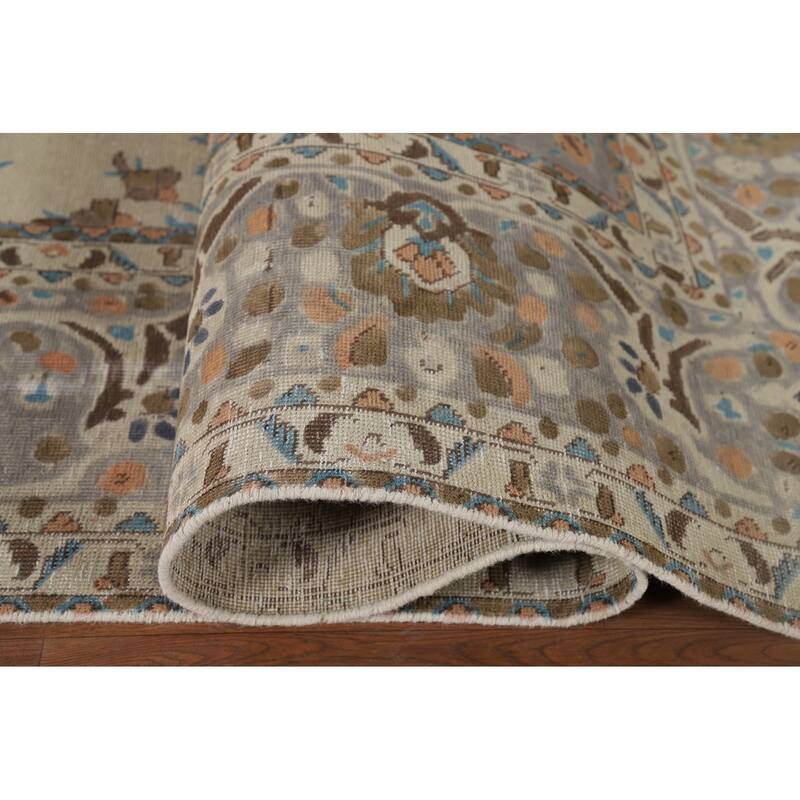 Distressed Tabriz Vintage Persian Area Rug Handmade Wool Carpet - 9'9" x 12'6"