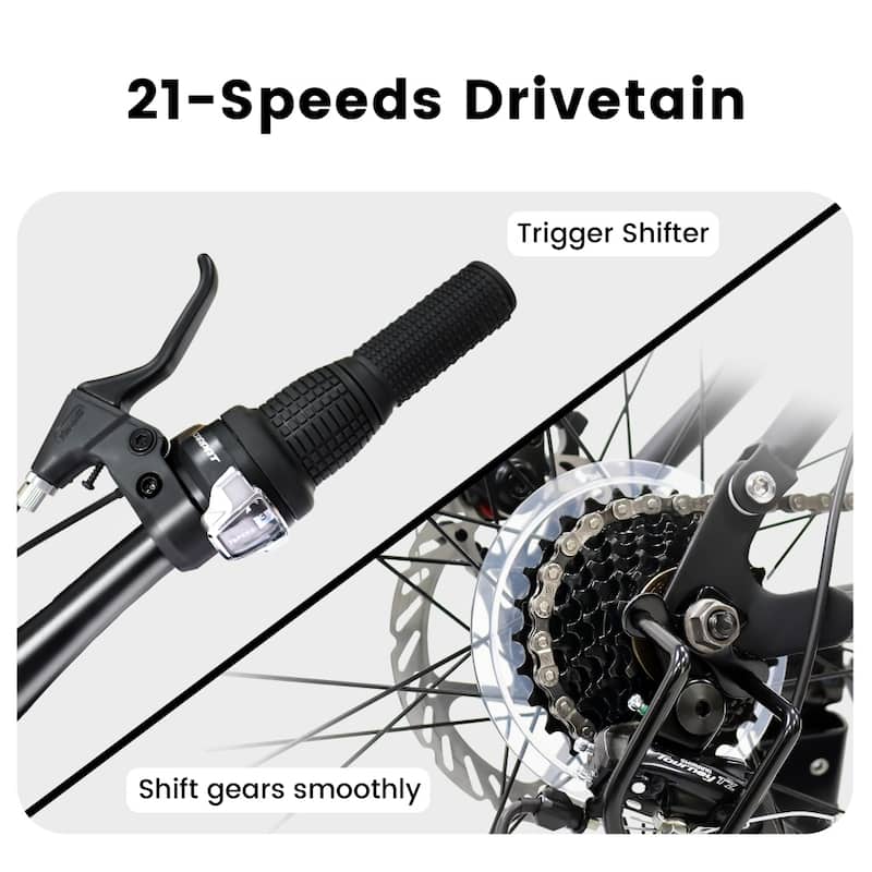 24 in. Steel Mountain Bike 21-Speed Front Fork Rear Shock Absorber