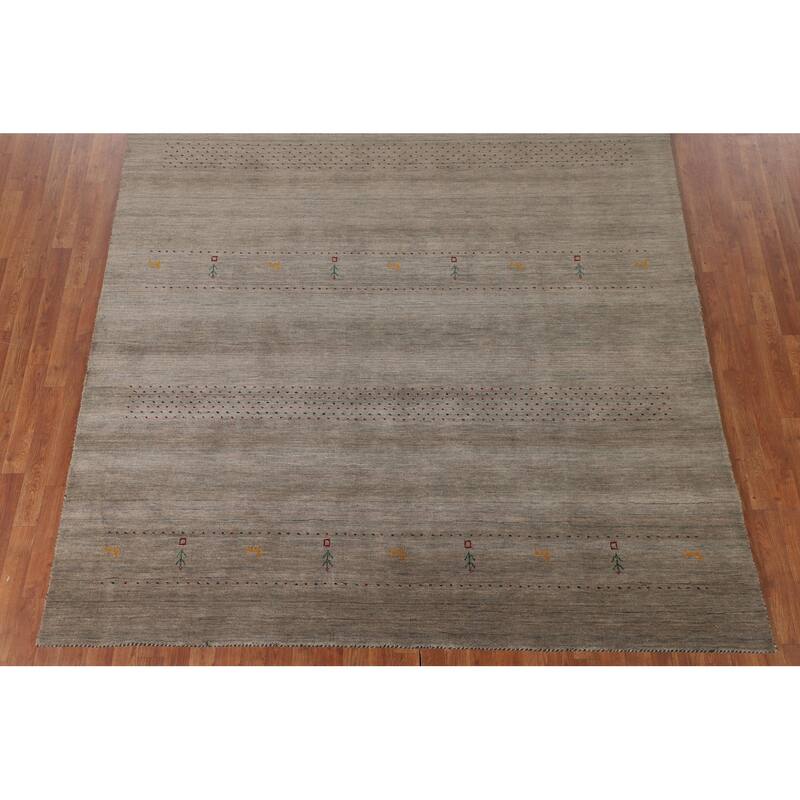 Tribal Gabbeh Indian Area Rug Hand-Knotted Wool Carpet - 7'10"x 9'10"
