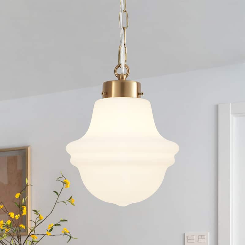 1-Light Pendant Light with Glass Shade - Brown