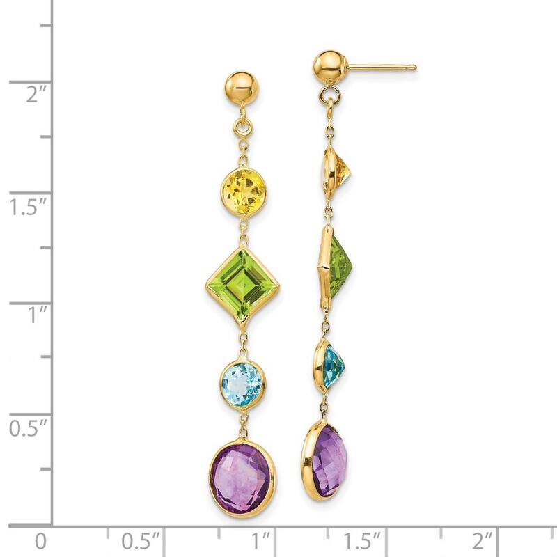 Curata 14k Yellow Gold Genuine Geometric Gemstone Post Earrings 47x7mm