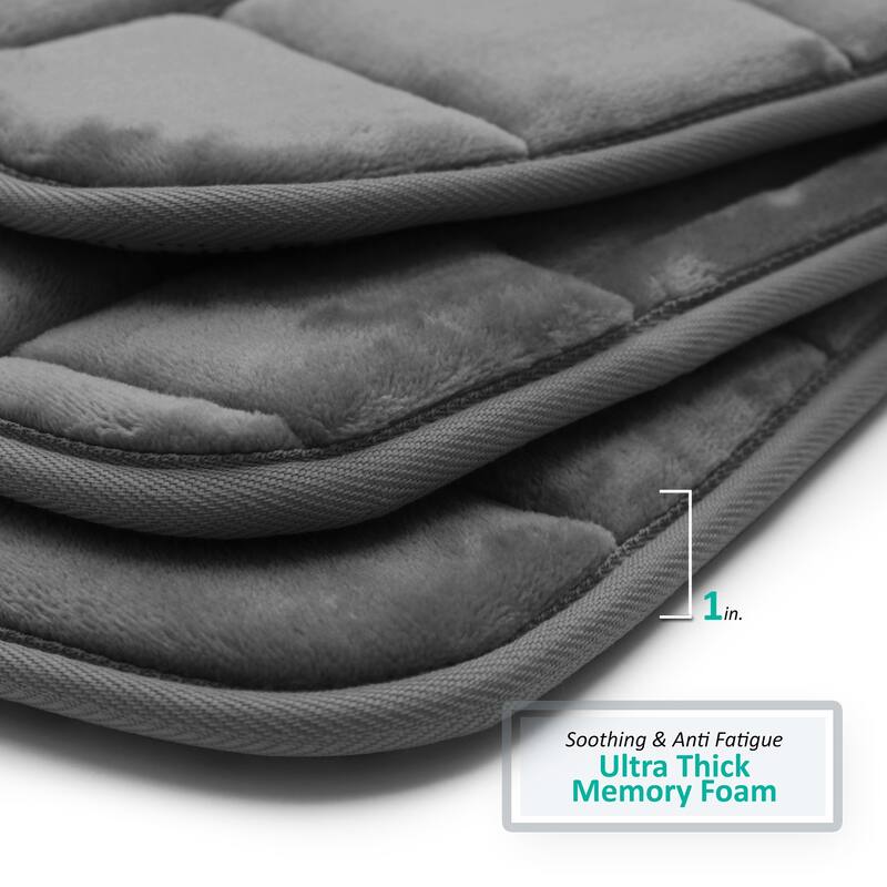 Clara Clark Ultra Soft Non Slip and Absorbent Bath Rug - Tiled Velvet Memory Foam Bath Mat