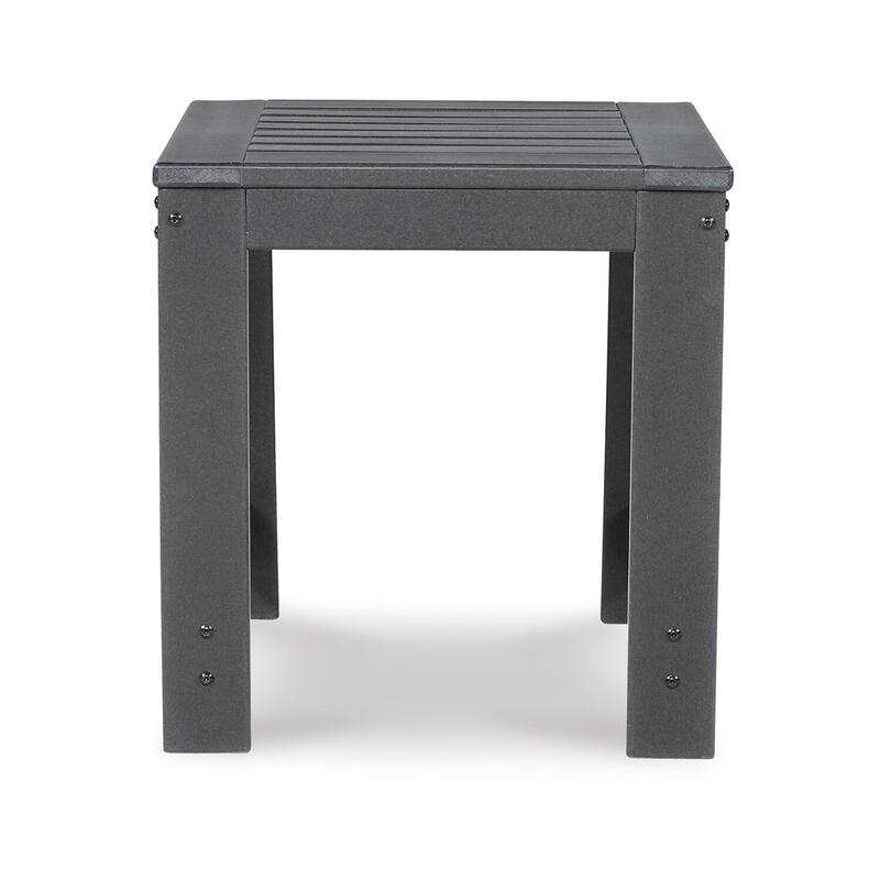 21.5 in. Charcoal Gray Square Plastic End Table with Slatted Design