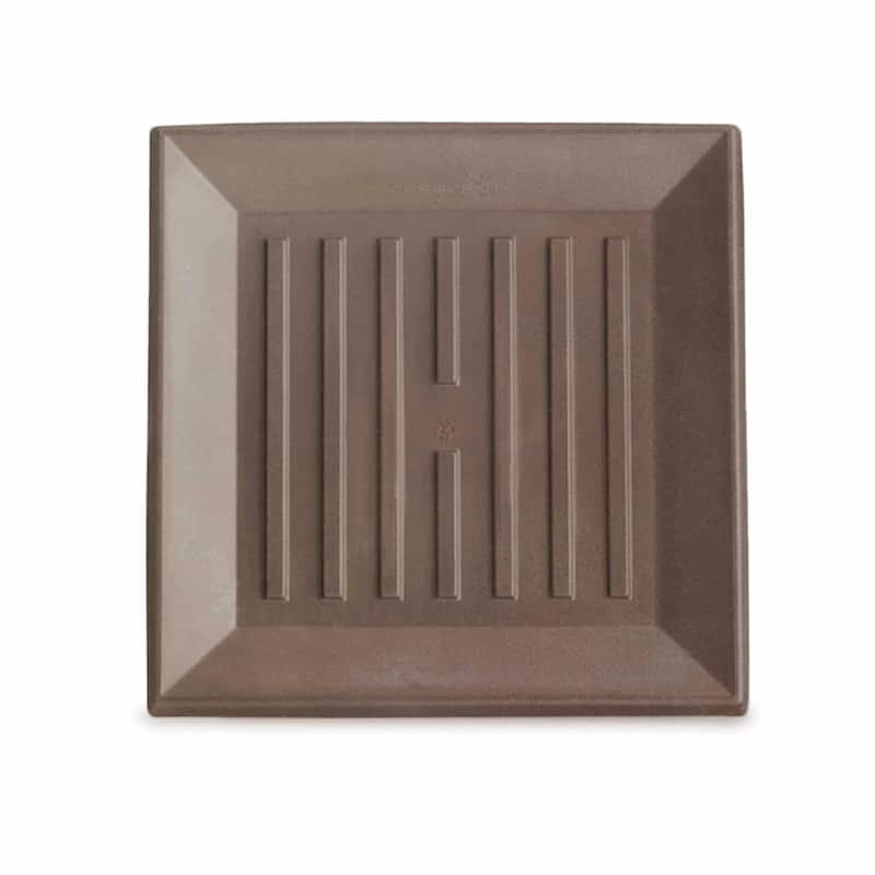 Universal Square Plant Saucer, Heavy Duty Drip Tray - 9" inner x 12.5" outer - Mocha