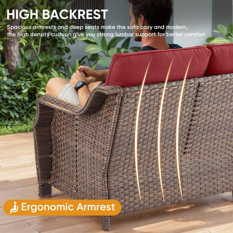 Pocassy Wicker Sofa Chair Set for Garden