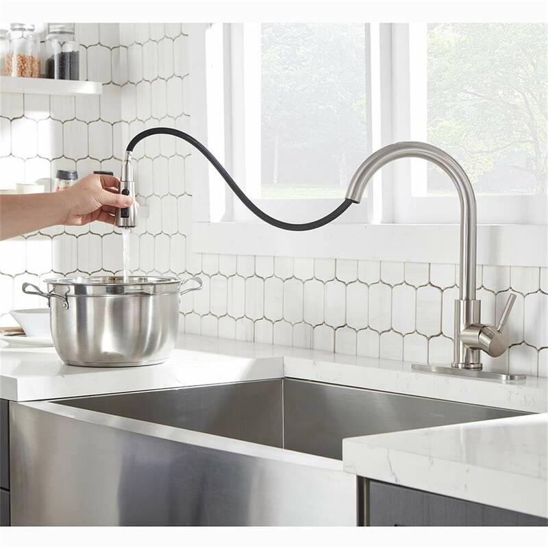 Pull Down Kitchen Sink Faucet Single Handle Kitchen Faucet WIth Sprayer Stainless Steel One Hole Modern Basin Laundry Taps