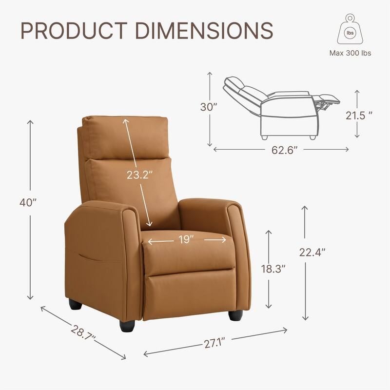 Andrea Recliner Chair with LED Lights, Heating & Massage