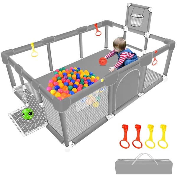 Large Baby Safety Playpen with Basketball Hoop
