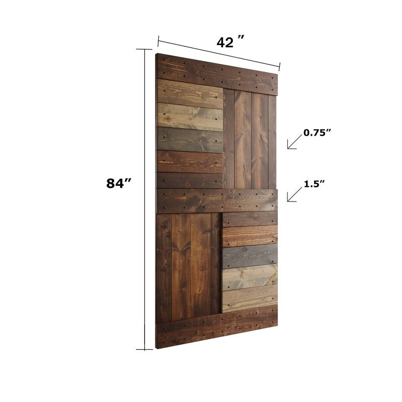 Coast Sequoia 24in./30in./36in./42in. x 84in. S Series Multi-Color Pine Wood Sliding Barn Door With Hardware Kit