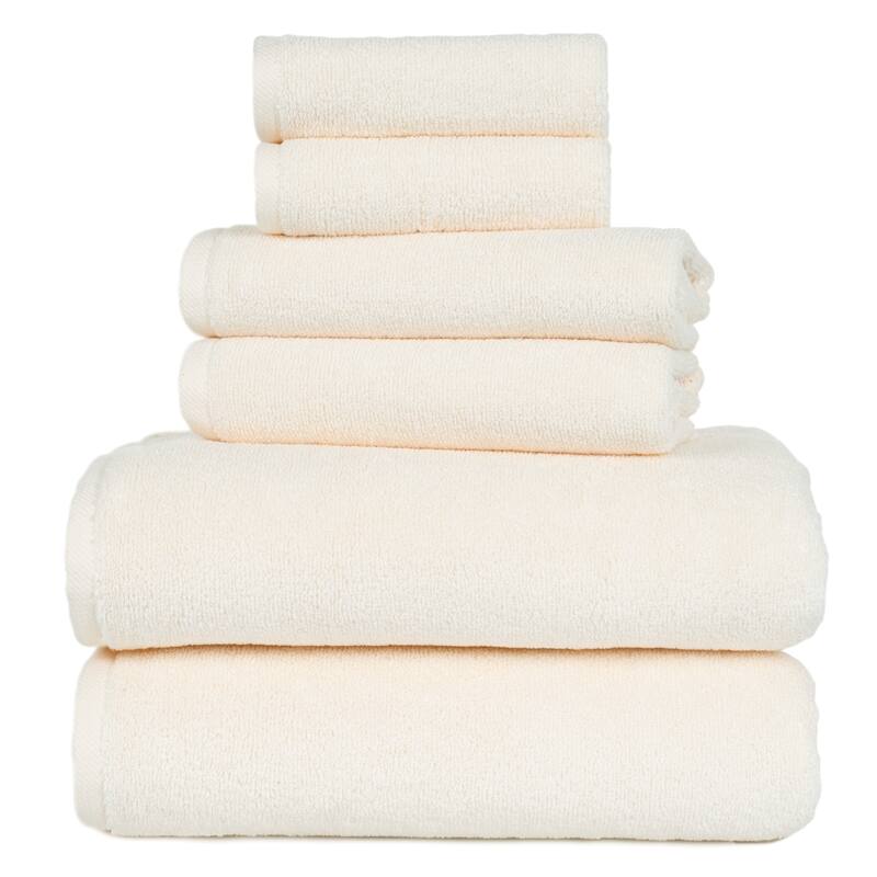 6PC Towel Set - Cotton Bathroom Accessories with 2 Bath Towels, 2 Hand Towels, and 2 Washcloths by Windsor Home