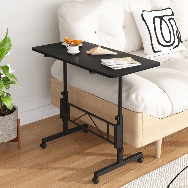 Mobile Stand Up Desk with Wheels, Small Standing Desk Adjustable Height, 31.5 Inch Portable Rolling Desks