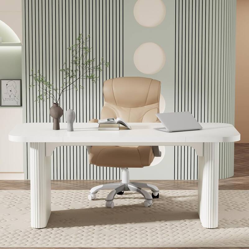 62-Inch Wood Rectangular Executive Desk Large Modern Conference Table for Home Office Boardroom