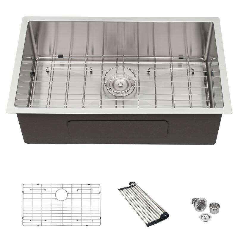 Undermount Kitchen Sink Stainless Steel 16 Gauge Deep Single Bowl Sink