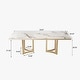preview thumbnail 31 of 58, Modern Marble Dining Table with White Rectangular Tabletop Gold Stainless Legs, Dining Room Table