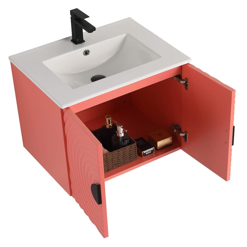 Pellabay Modern Bathroom Vanity with Fluted Circular Doors - Sink Included