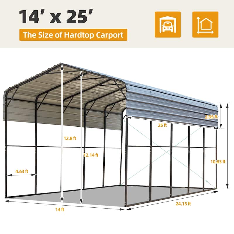 EROMMY Metal Carport, Car Canopy and Shelter, Gray