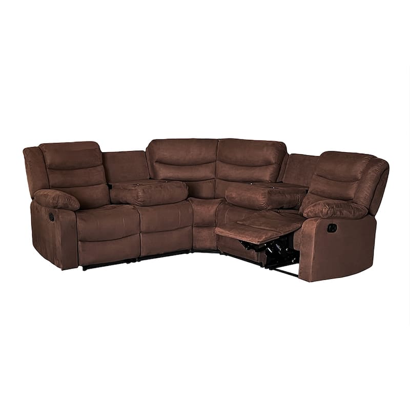 93" Width Polyester/Suede 5-Piece Manual Reclining Sectional Sofa