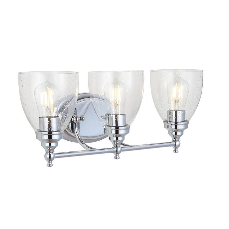Magnolia Metal/Glass LED Vanity, by JONATHAN Y - 3-Light - Chrome