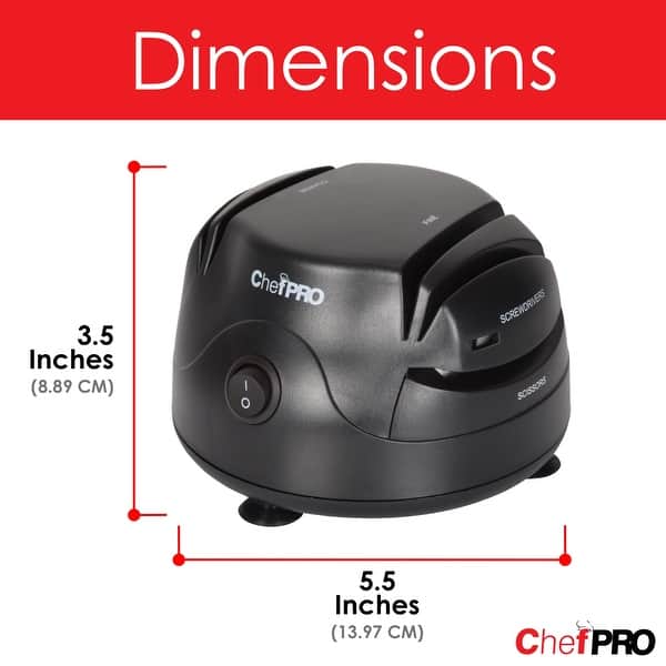 Chef PRO Compact 3-in-1 Electric Knife Sharpener System, Black