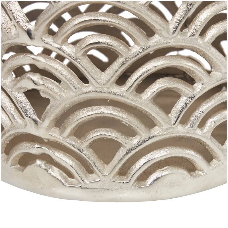 Silver or Gold Aluminum Metal Art Deco Inspired Geometric Vase with Arch Designs (Set of 2)