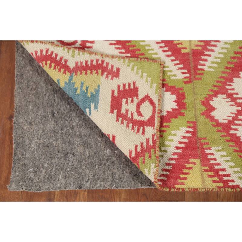 Flat Weave Pile Kilim Reversible Area Rug Hand-Knotted Wool Carpet - 4'10"x 7'10"