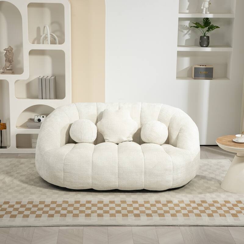 Lounger Bean Bag Chair With 3 Pillows - White