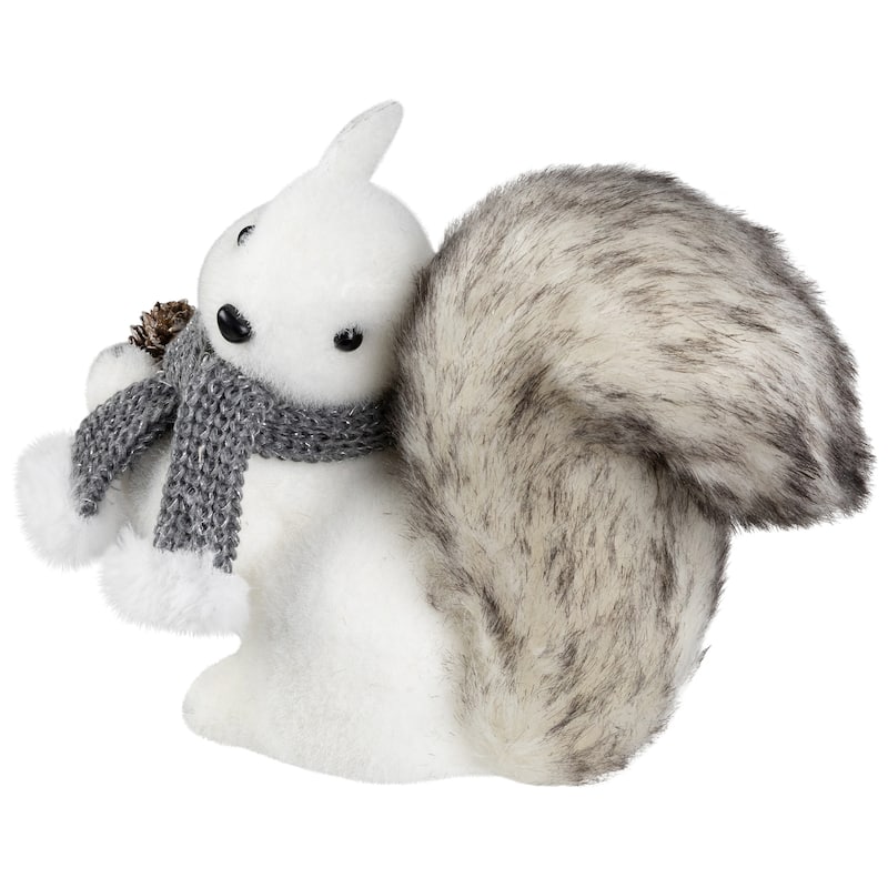 Sitting Squirrel with Frosted Pinecone Christmas Figurine - 8"