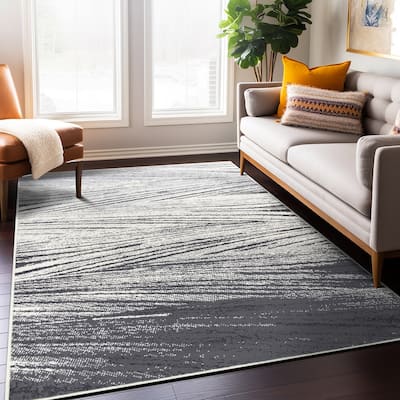 World Rug Gallery Contemporary Distressed Abstract Area Rug