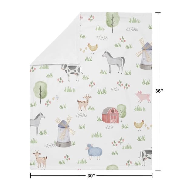 Farm Animals Collection Boy Girl Baby Receiving Security Swaddle Blanket - Watercolor Farmhouse Horse Cow Sheep Pig