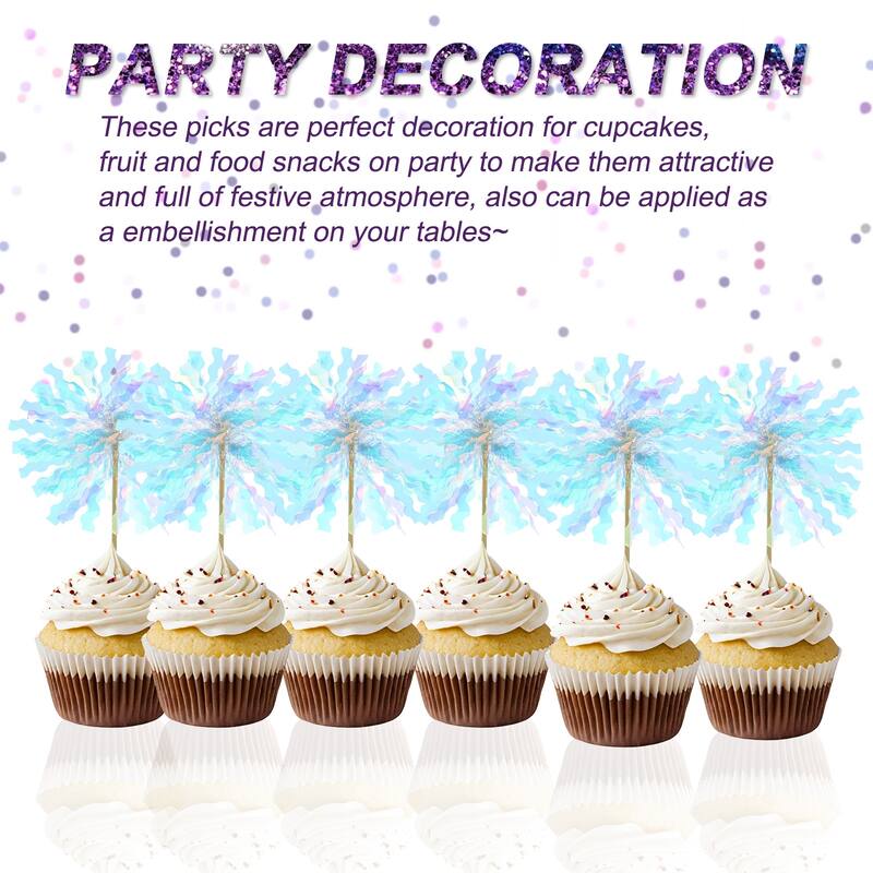 30 Pcs Firework Cupcake Toppers Sparkle Tassel Picks Sparkle