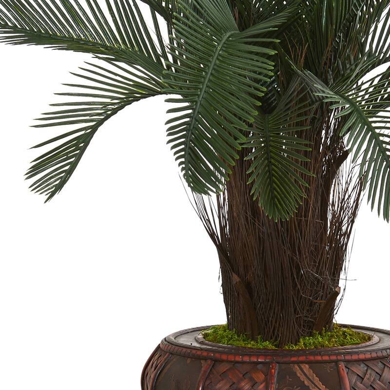 4ft Cycas Artificial Tree in Decorative Stand with UV Resistant Green Fronds for Bedroom or Indoor Tropical Style