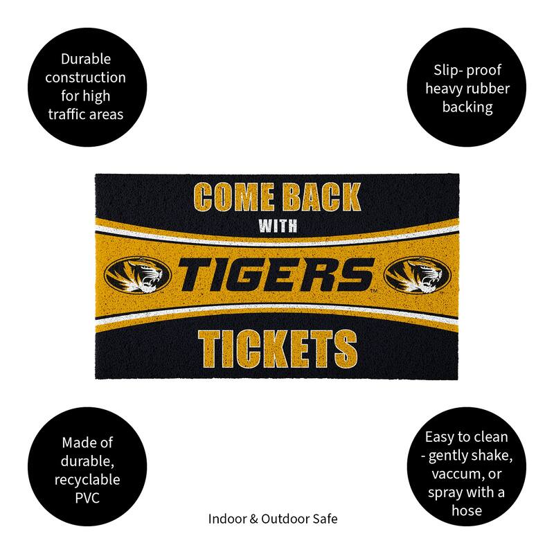 University of Missouri 28 in. x 16 in. PVC "Come Back With Tickets" Trapper Door Mat