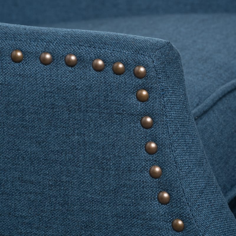 Upholstered Recliner Chair, Fabric Wingback Armchair, Push-Back Recliner with Nailhead Trim, Wood Legs, Classic Recliner Chair