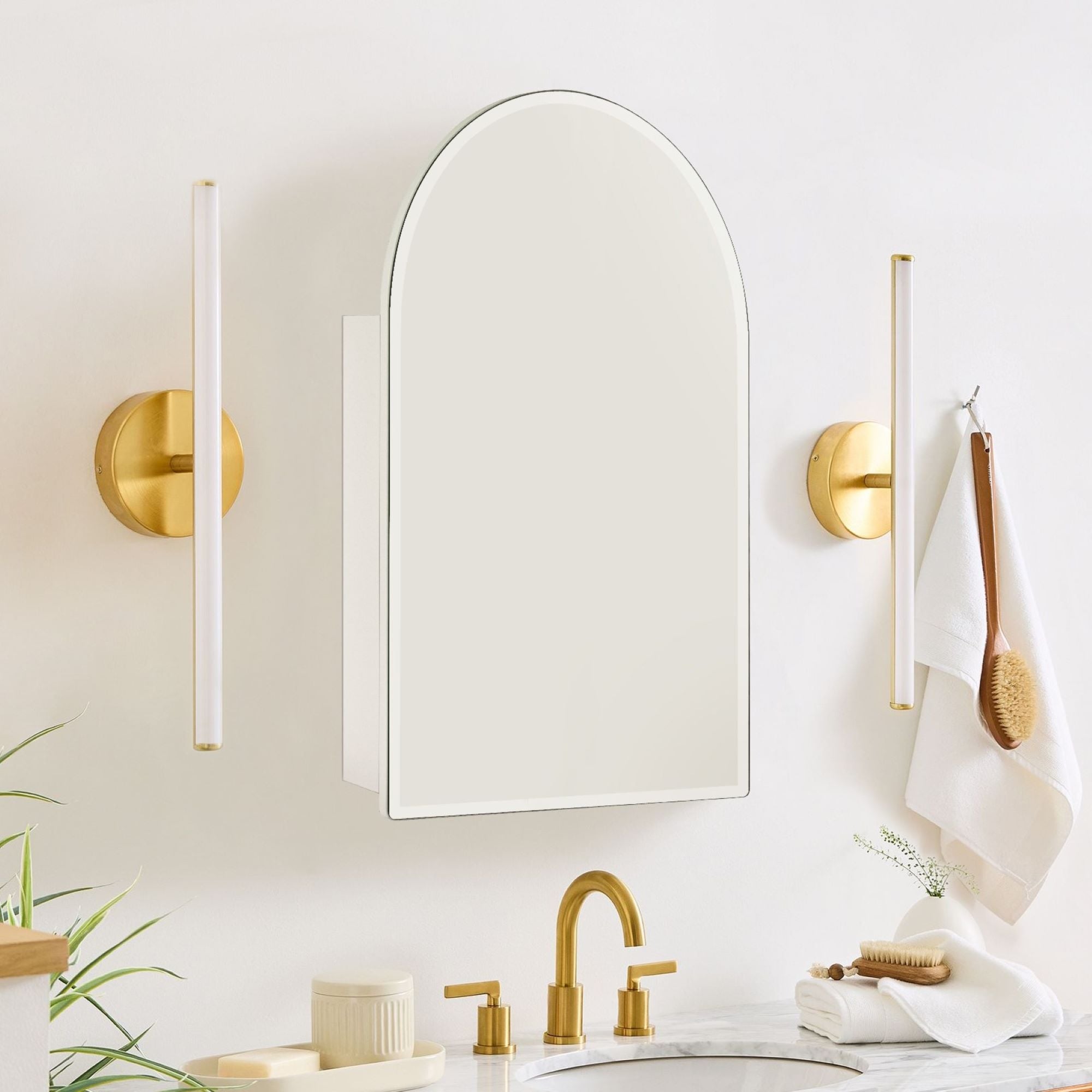 TEHOME Emra Surface and Recessed Mount Frameless Arched Bathroom Medicine Cabinet with Mirror