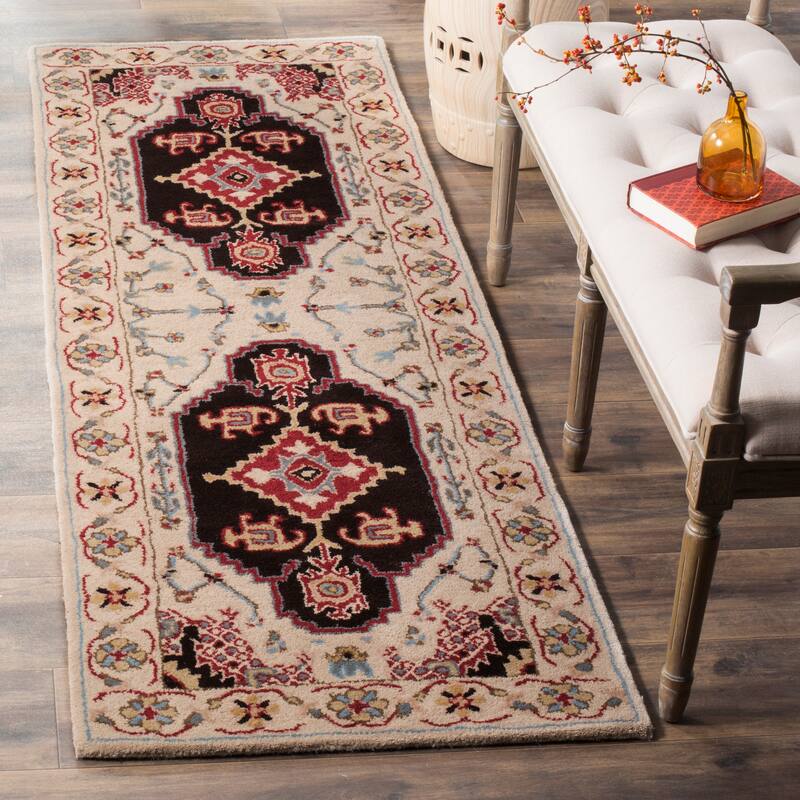 SAFAVIEH Handmade Bellagio Adelya Modern Oriental Wool Rug - 2'3" x 7' Runner - Beige/Black