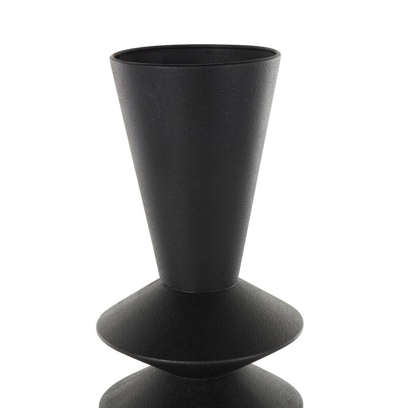 Black Metal Art Deco Fluted Decorative Vase