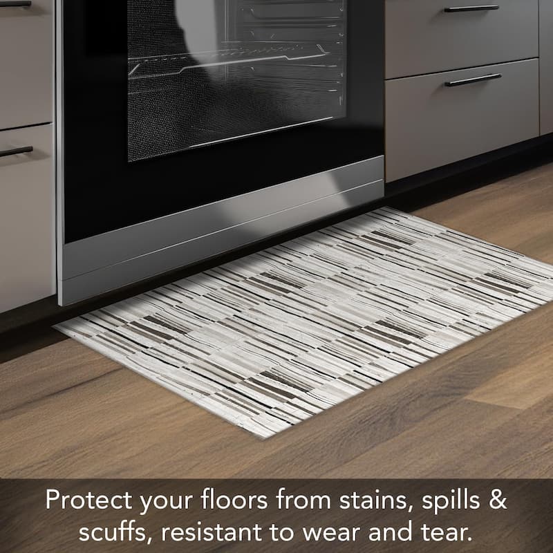 Neutral Stripes Design Deco-Floormat, Decorative Mat, Waterproof, Low Profile, Eco-Friendly Non Slip, Made in The USA (3' x 2')