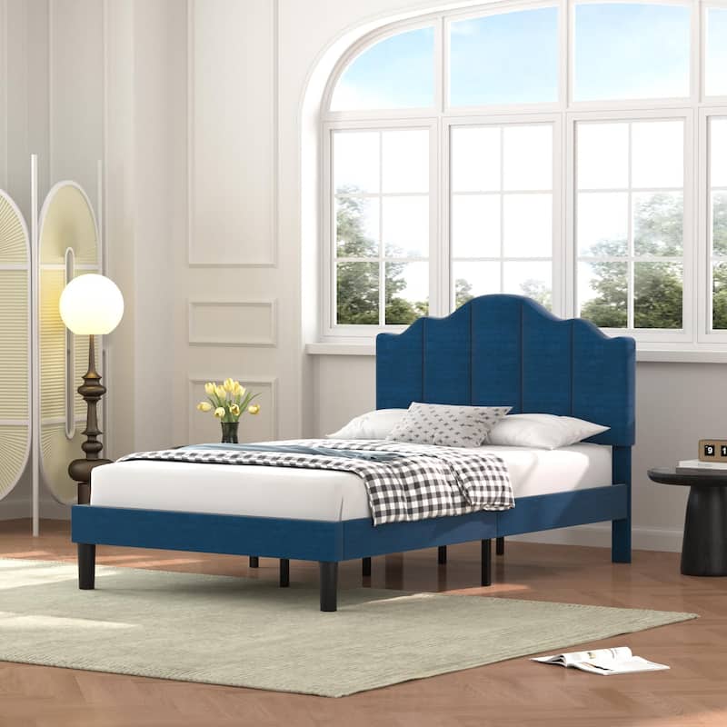 VECELO Modern Bed Frame with Adjustable Headboard, Twin Size Upholstered Bed Kids Bed set of 2