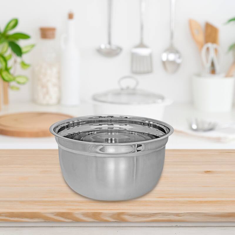IH Casa Decor Stainless Steel German Mixing Bowl 6.75" - Set of 2 - Silver