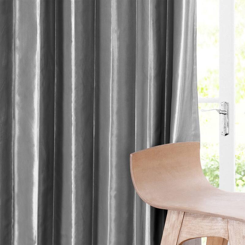 Exclusive Fabrics Solid Faux Silk Taffeta Platinum Single Curtain (1 Panel)