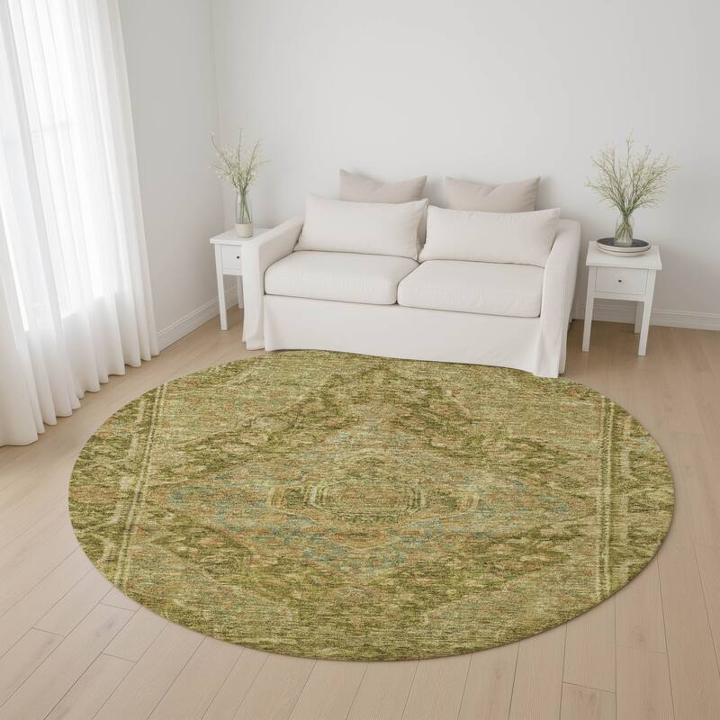 Premium Washable Super Soft Traditonal Marcus Mayfield Rug - Aloe - 8' x 8'