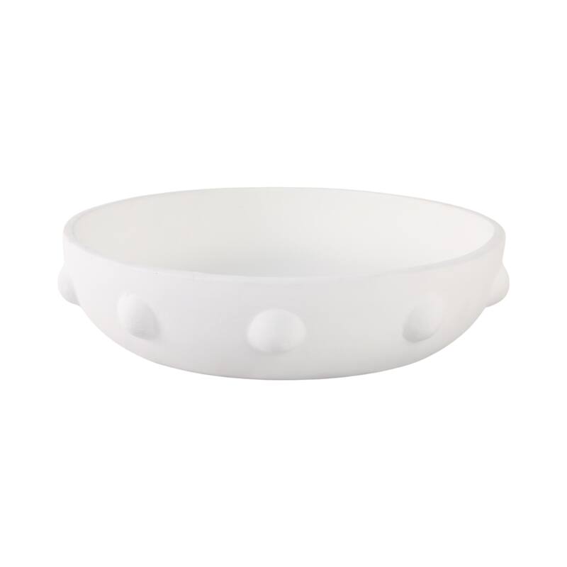 Pottery Clay Bowl Raised Dot-Textured Accents for Home - 14" White - 14" x 14" x 3.75"