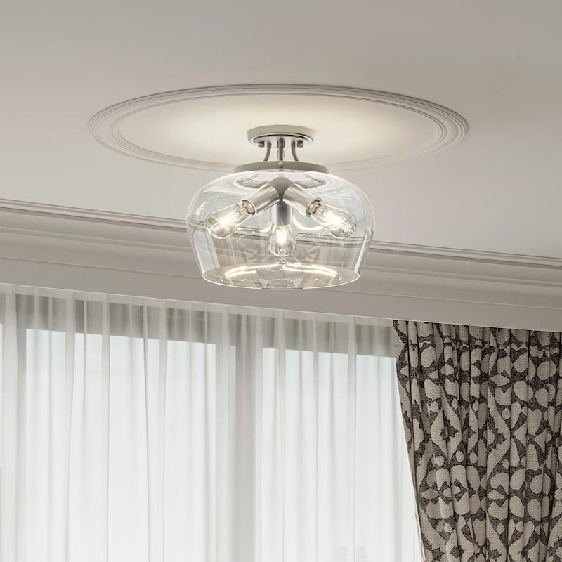 CO-Z 3-Light Semi Flush Mount Ceiling Light - Brushed Nickel