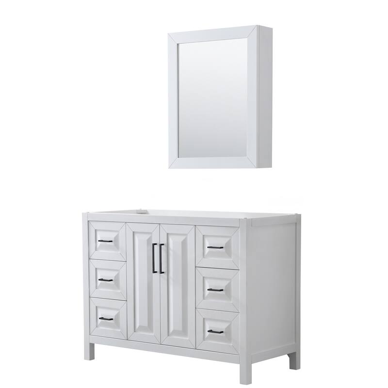 Wyndham Collection Daria 47" Single Free Standing Vanity Cabinet - - White / Matte Black Hardware