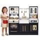 preview thumbnail 1 of 18, Gymax Wooden Kitchen Playset w/Realistic Lights & Sounds Stoves Sink Black