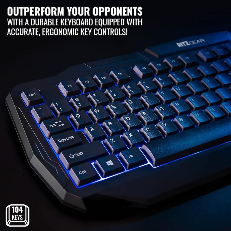 Ritz Gear 4-in-1 Blue Gaming Kit with Keyboard, Mouse, Headset and Mouse Pad
